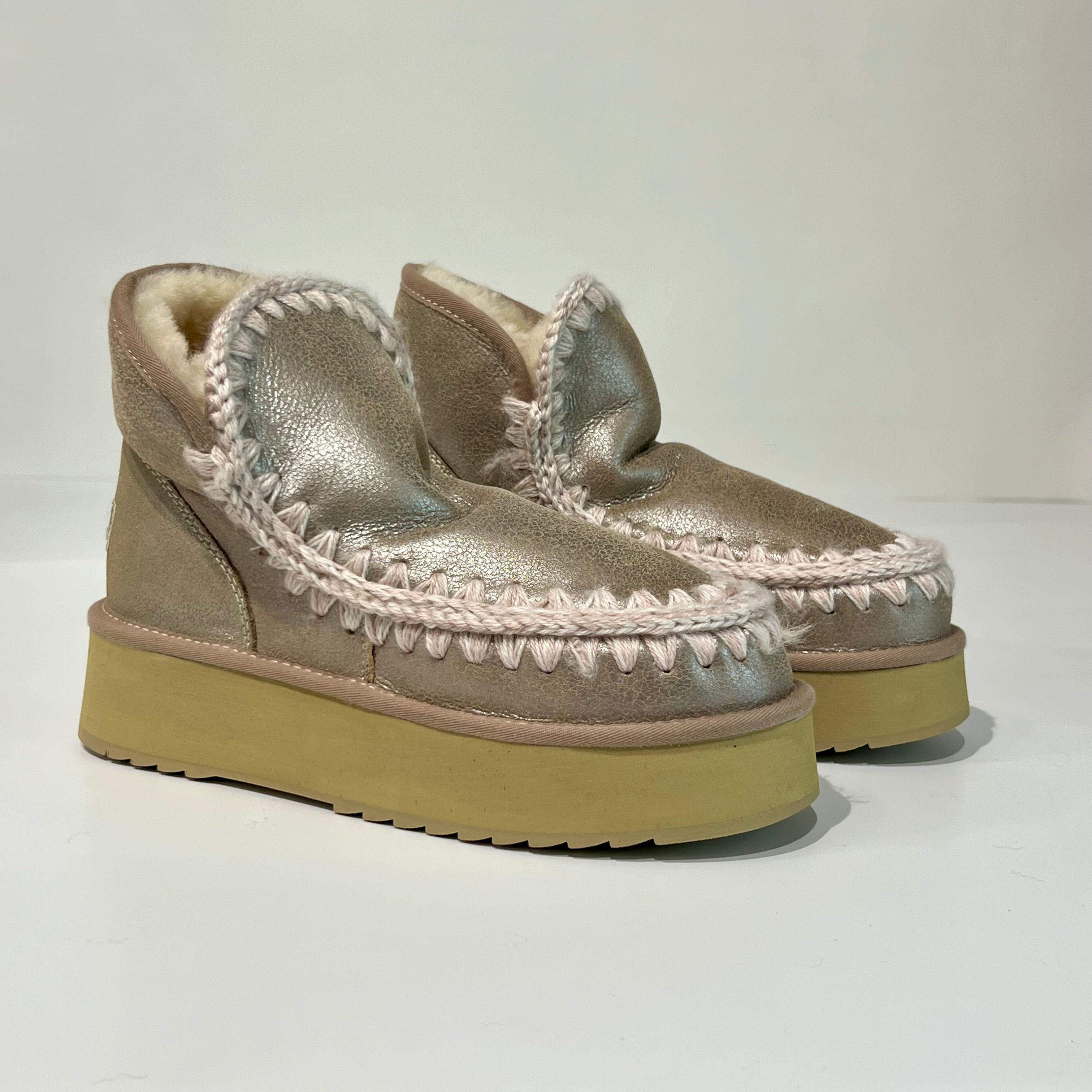 W4-MINI ESKIMO Platform Boot Stone Metallic