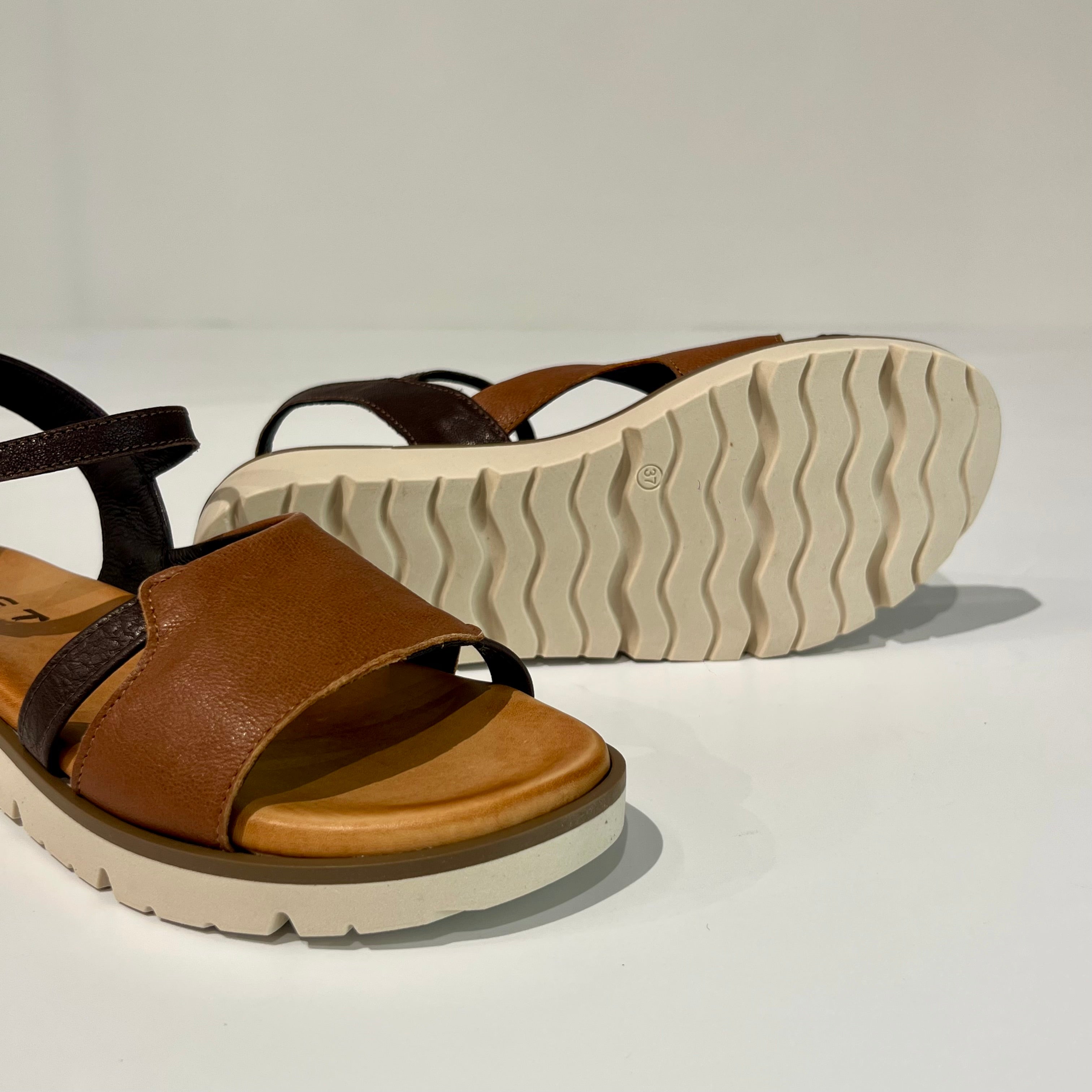 S6-1934 Sandalo Zeppa Cuoio Moro