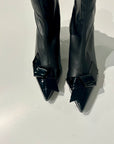 W6-3351 Tronchetto in Tessuto Stretch e Vernice Nero