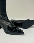 W6-3351 Tronchetto in Tessuto Stretch e Vernice Nero