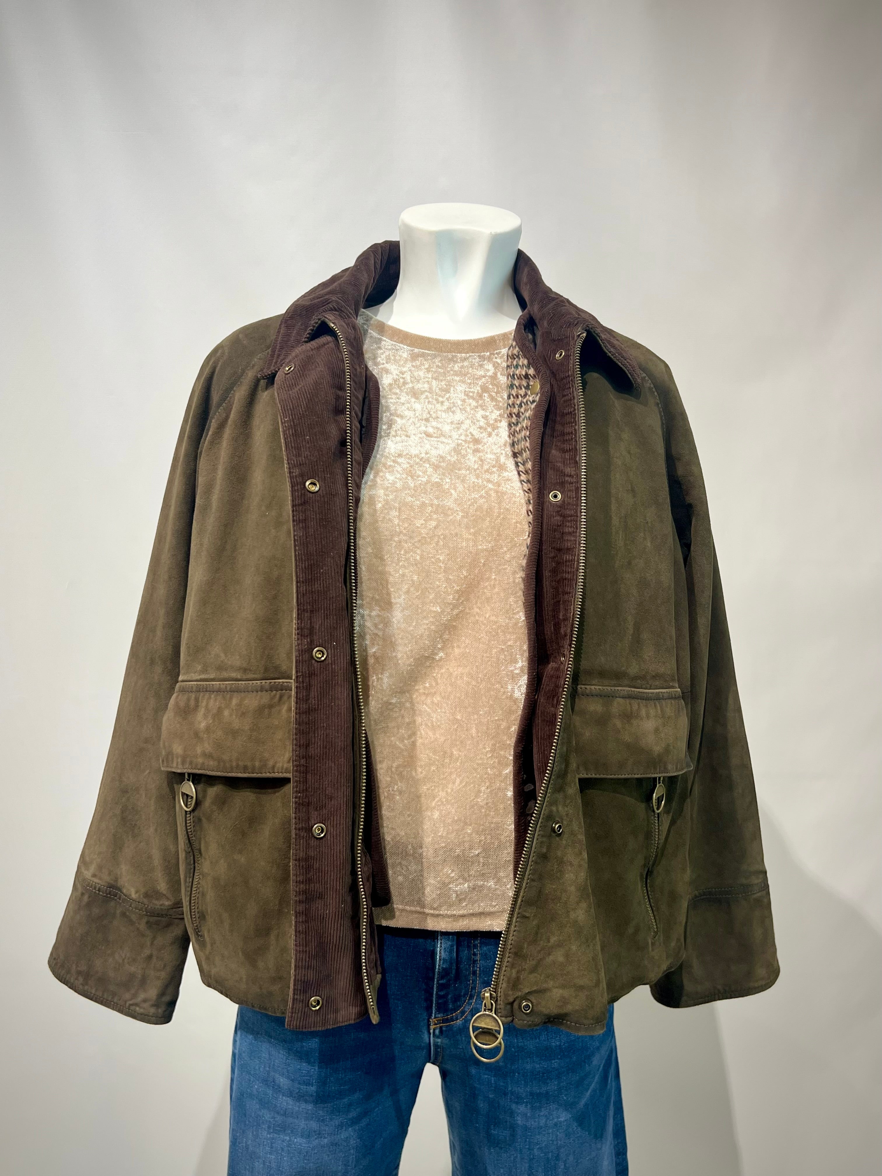 DW5-GLAMIS Giubbotto Burned Suede Verde Alga Woman