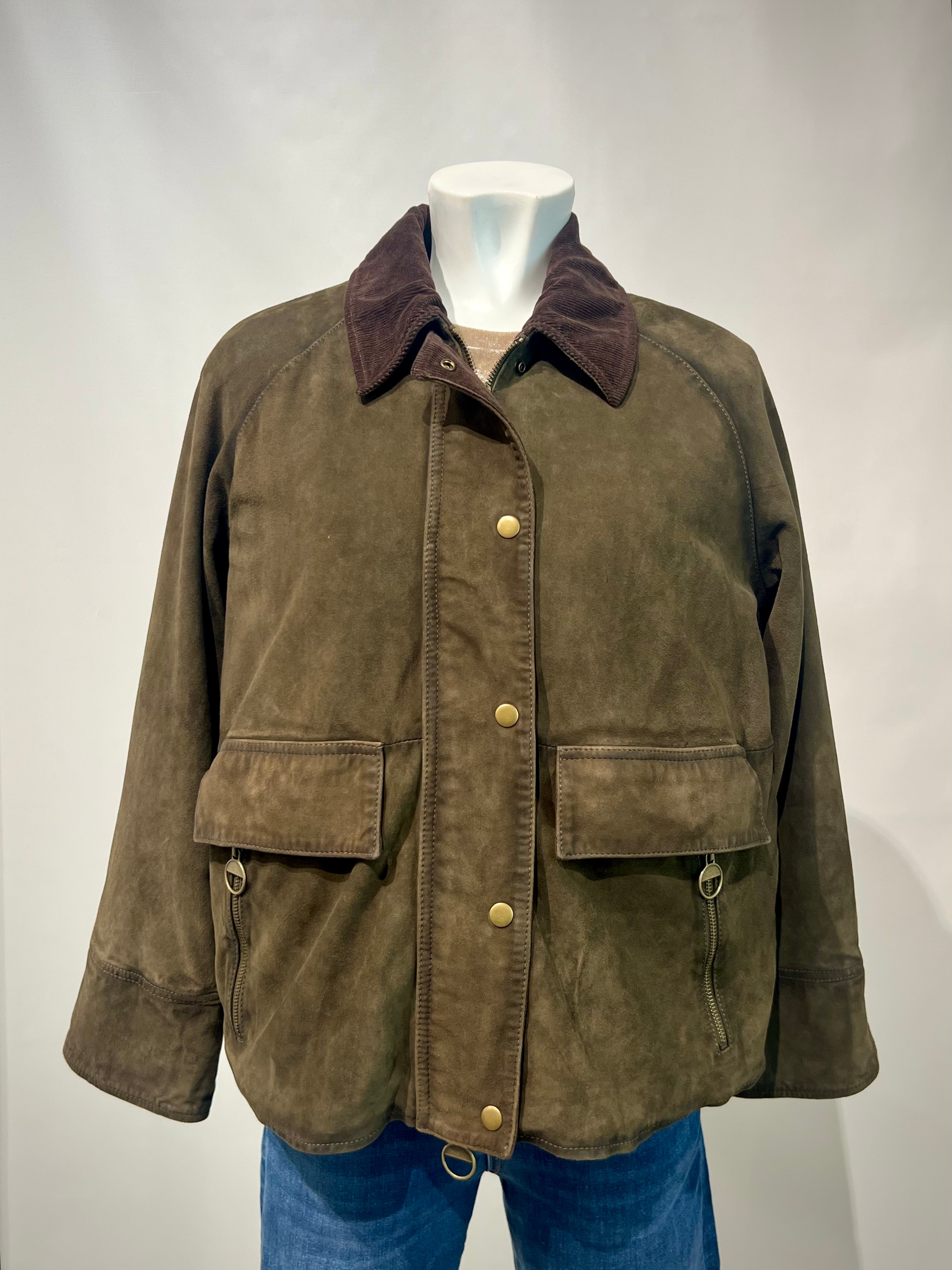 DW5-GLAMIS Giubbotto Burned Suede Verde Alga Woman