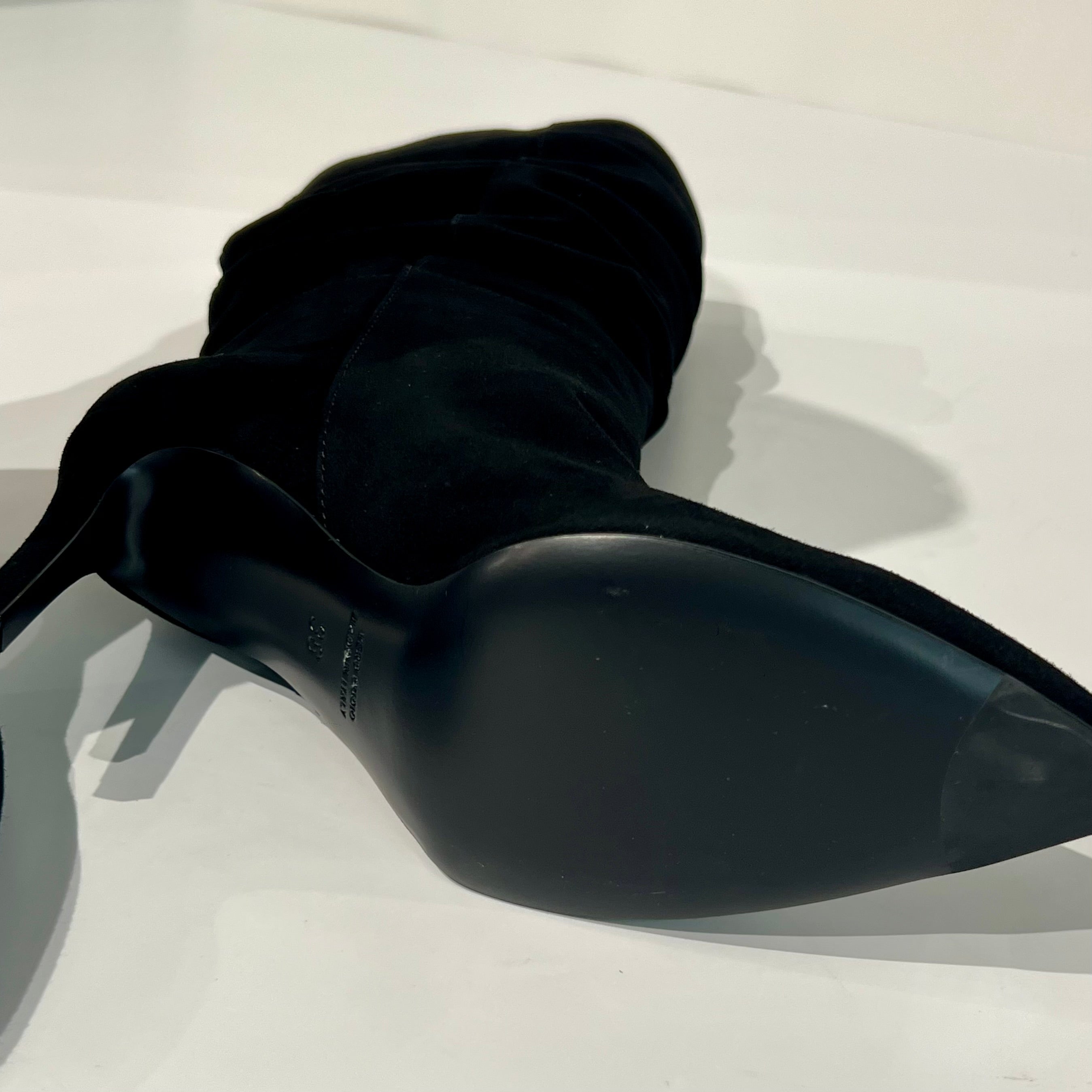 W5-4340 Stivaletto Tacco 8 Camoscio V Oro Nero