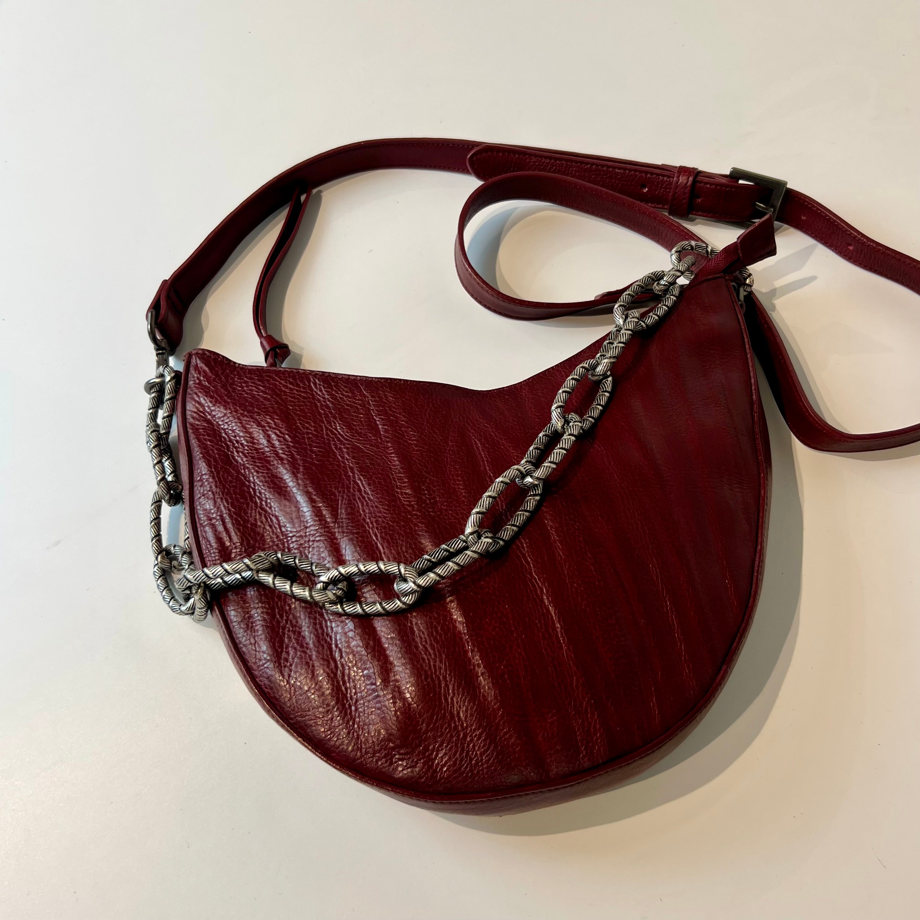 W5-9702 Borsa Tracolla Catena Pelle Crinkle Blood