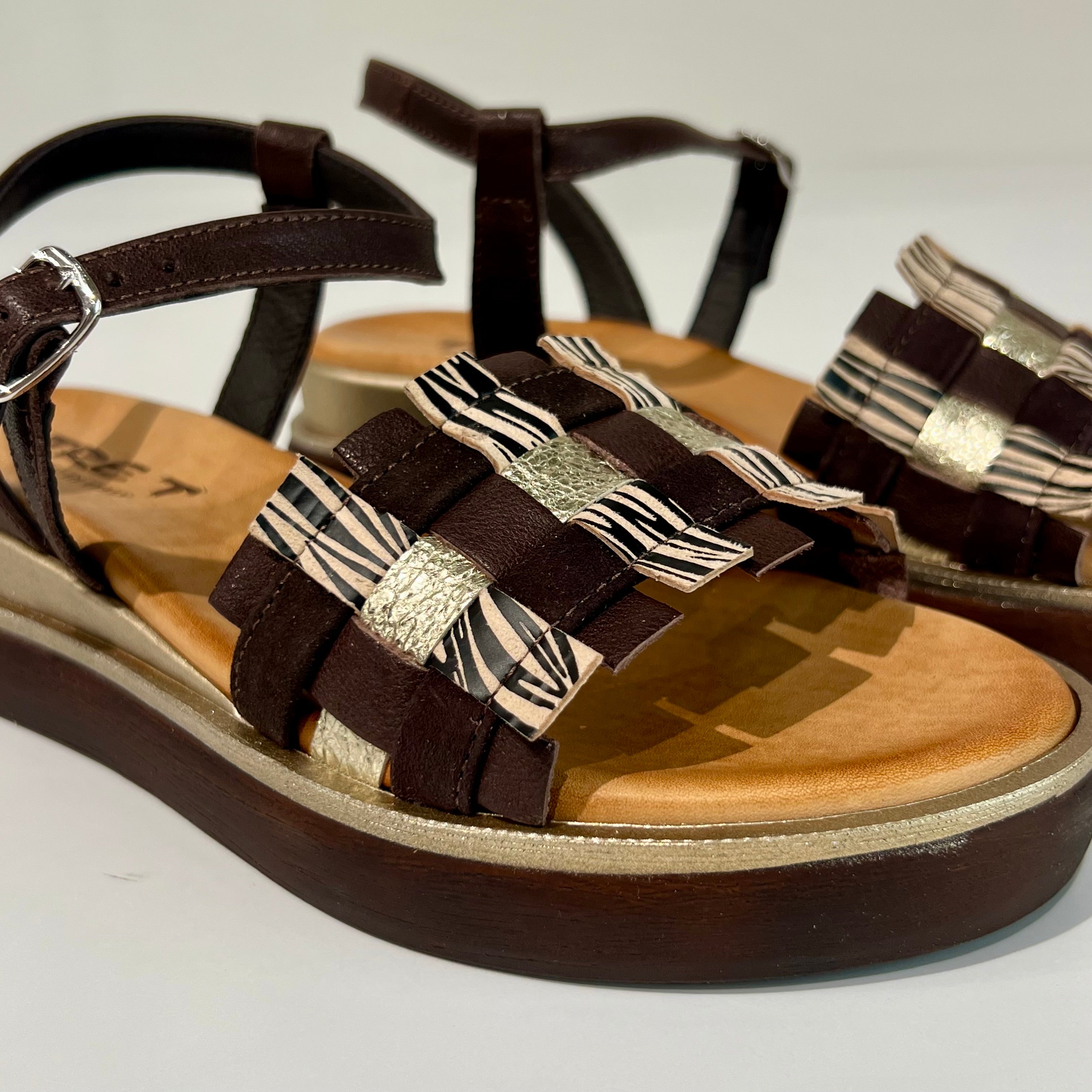 S6-1942 Sandalo Zeppa Moro Zebra
