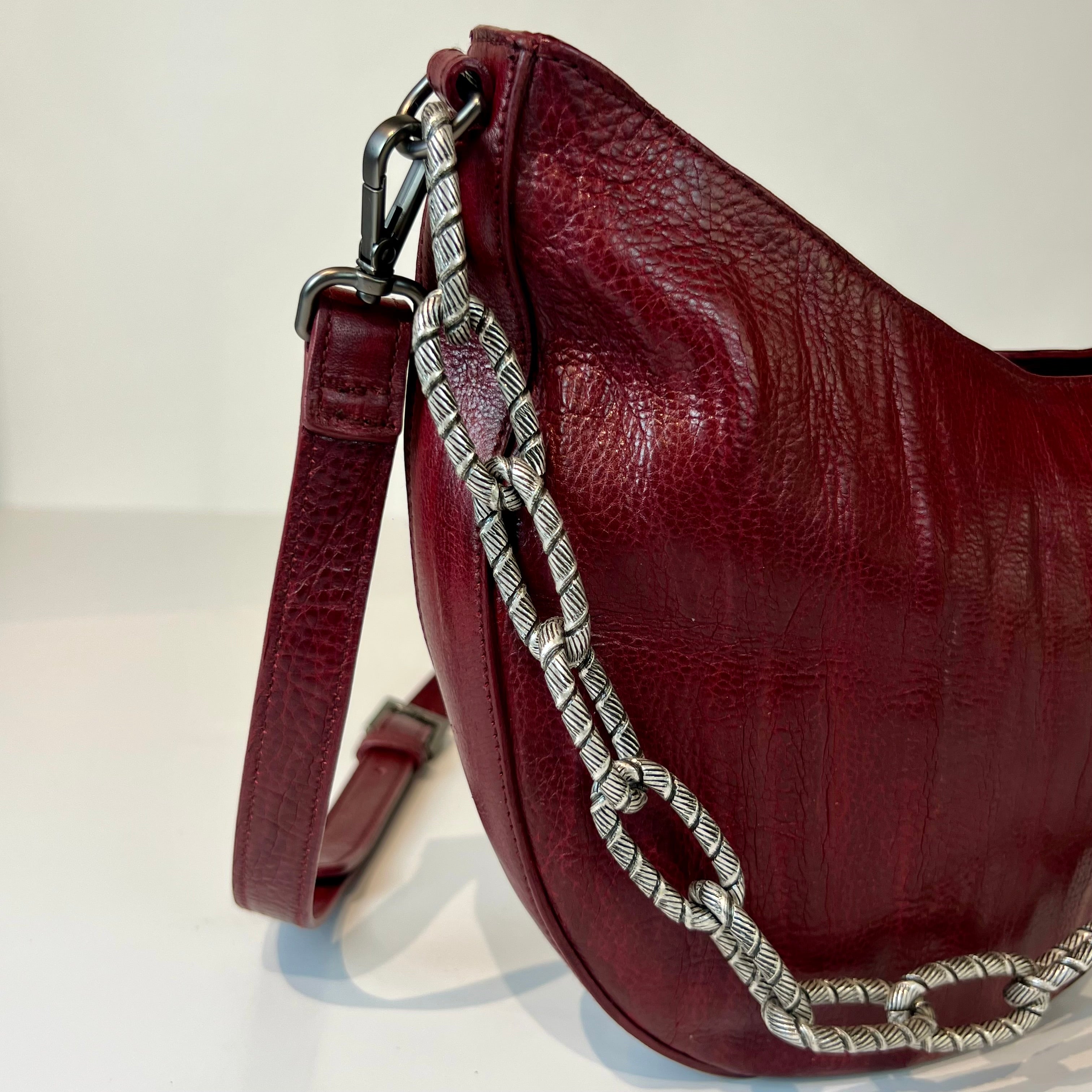 W5-9702 Borsa Tracolla Catena Pelle Crinkle Blood