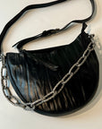 W5-9702 Borsa Tracolla Catena Pelle Crinkle Black 047