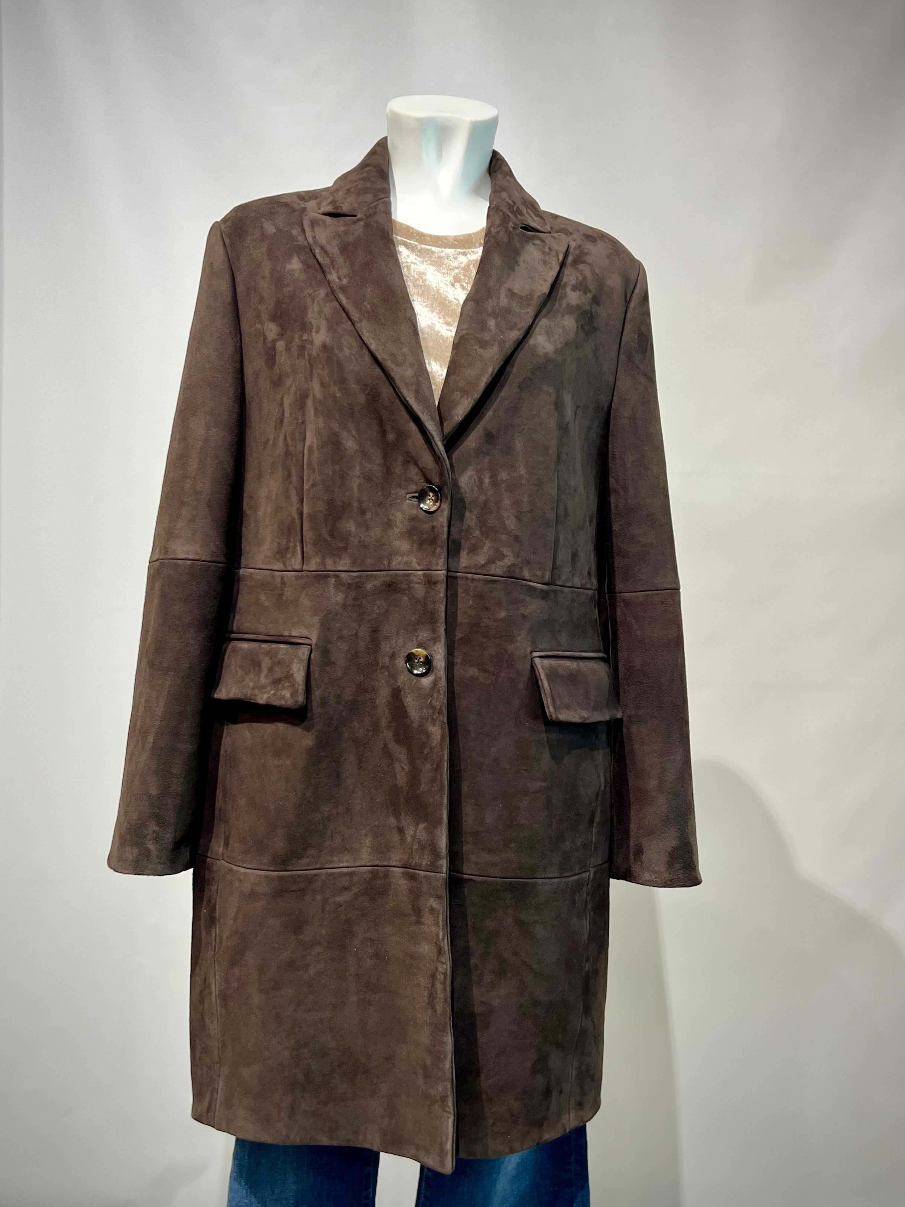 DW5-LUANA Spolverino Foderato Suede Moka Woman