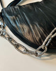 W5-9702 Borsa Tracolla Catena Pelle Crinkle Black 047