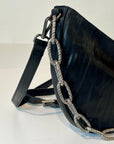 W5-9702 Borsa Tracolla Catena Pelle Crinkle Black 047
