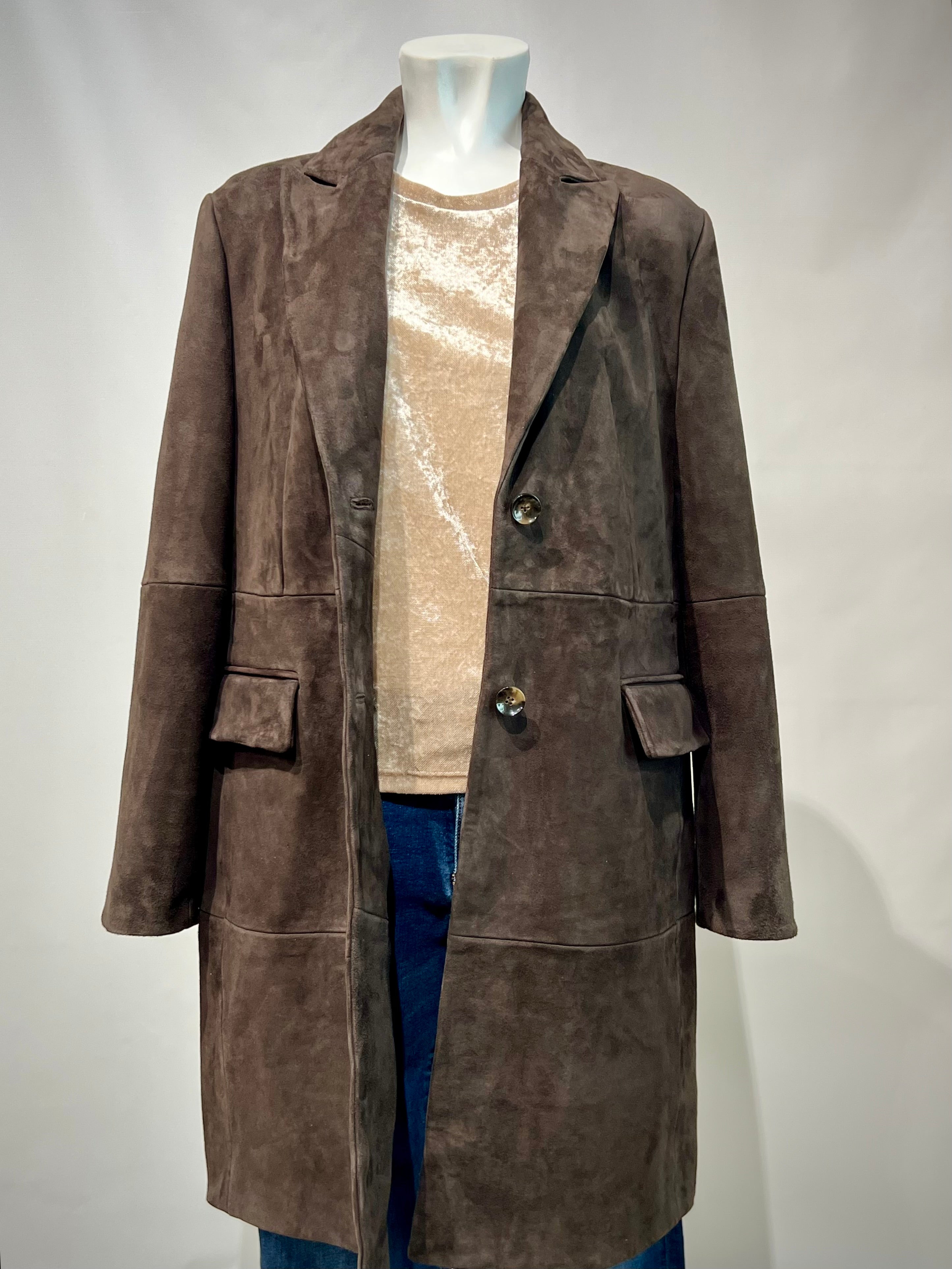 DW5-LUANA Spolverino Foderato Suede Moka Woman