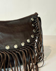 W5-9403 Borsa Tracolla Pelle Borchie Frange Coffe 760