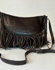 W5-9403 Borsa Tracolla Pelle Borchie Frange Coffe 760