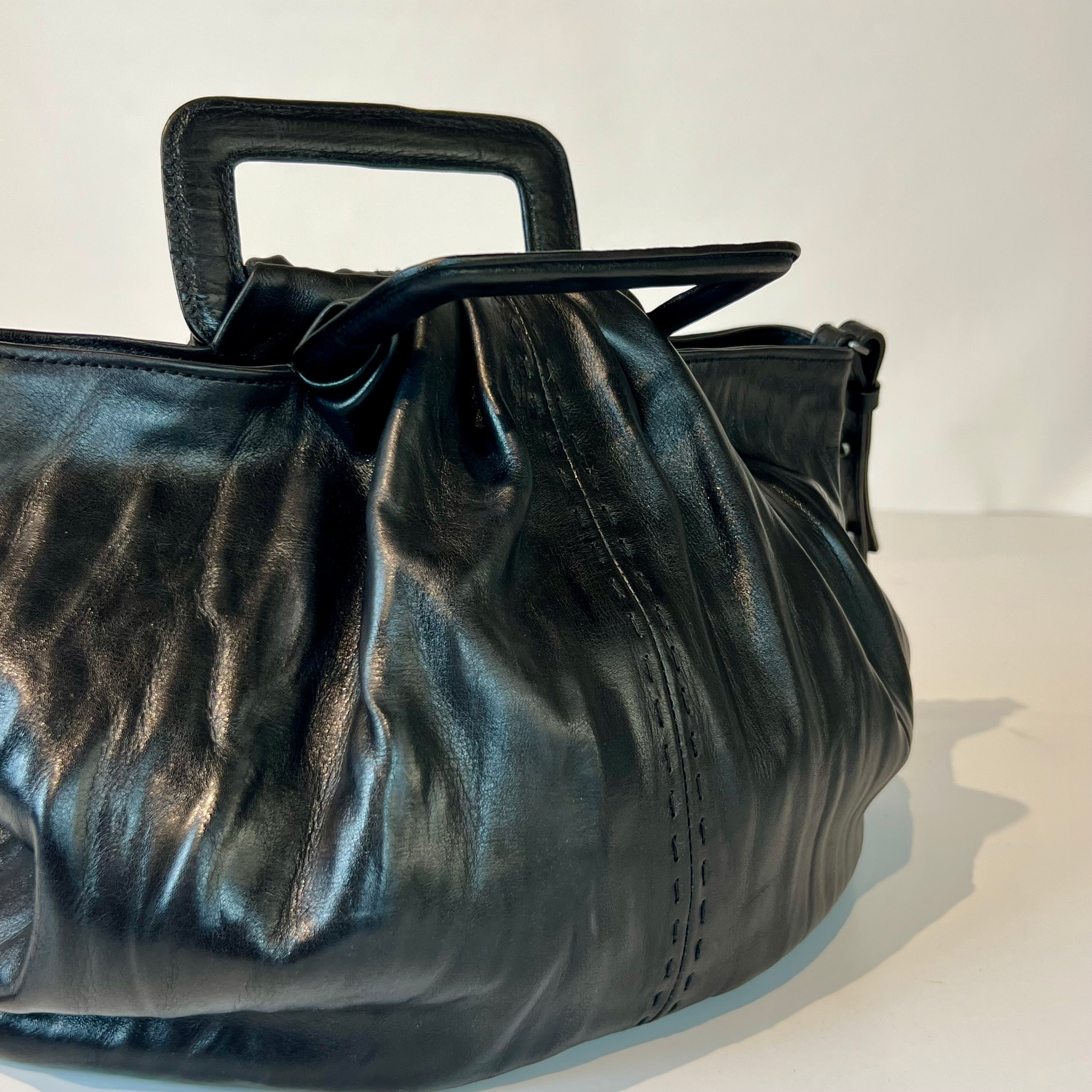 W5-9602 Handbag Pelle Crinkle Nera 047