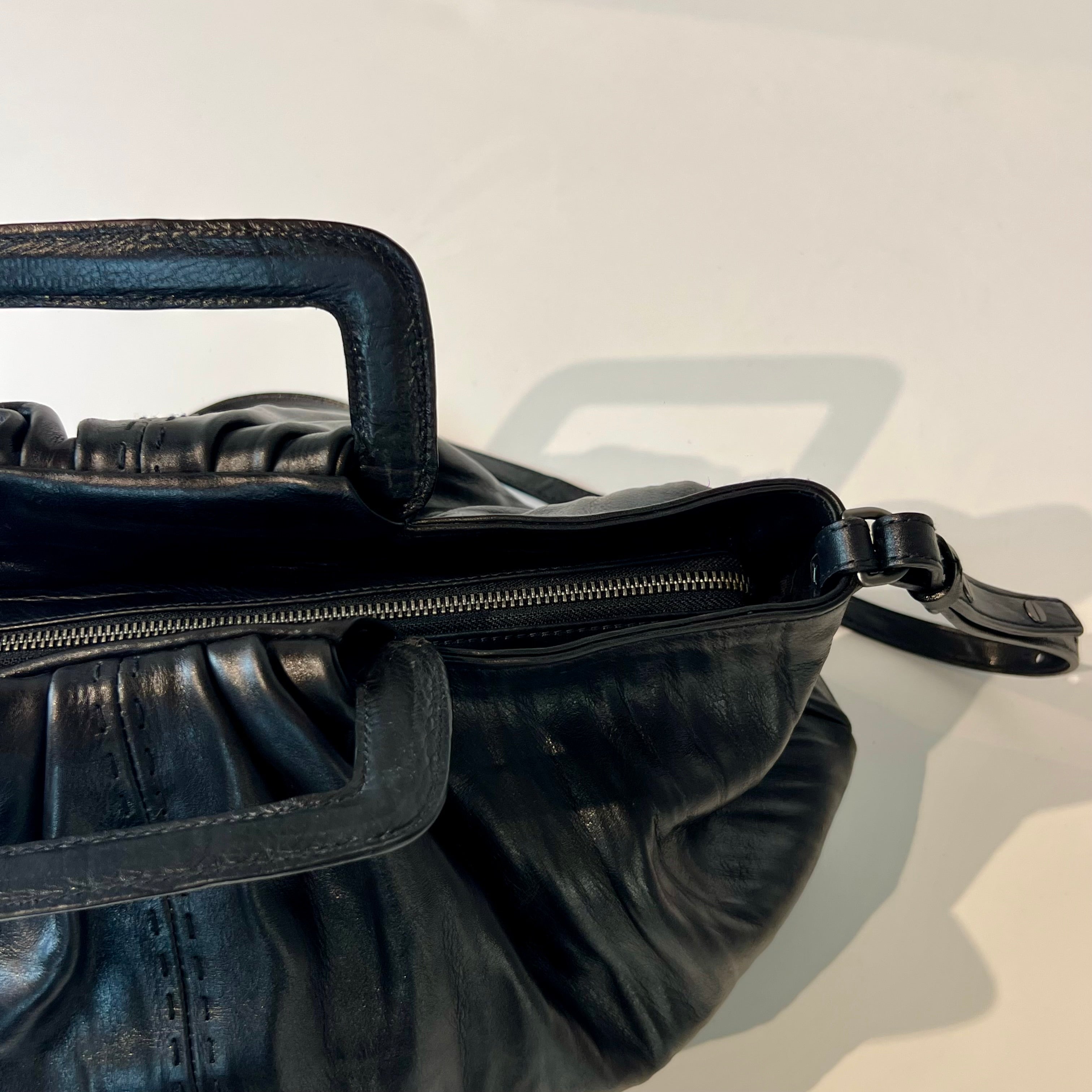 W5-9602 Handbag Pelle Crinkle Nera 047