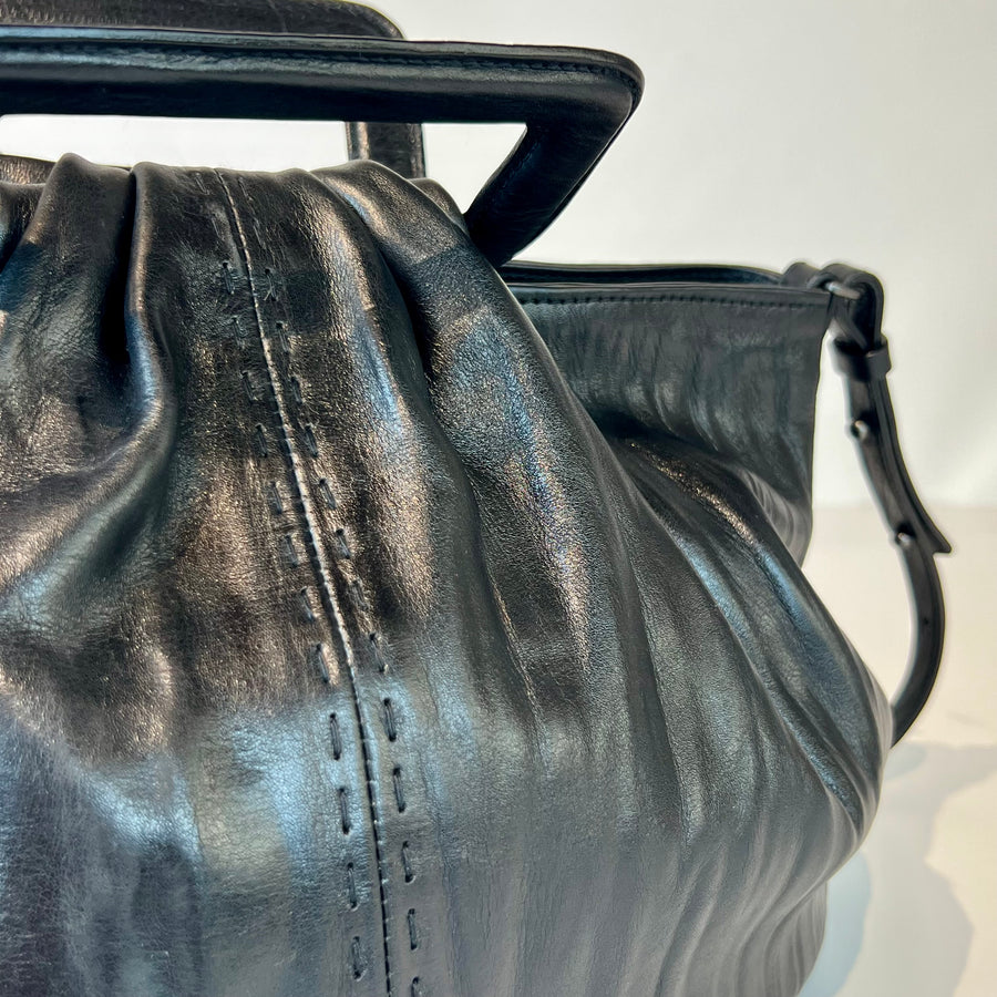 W5-9602 Handbag Pelle Crinkle Nera 047
