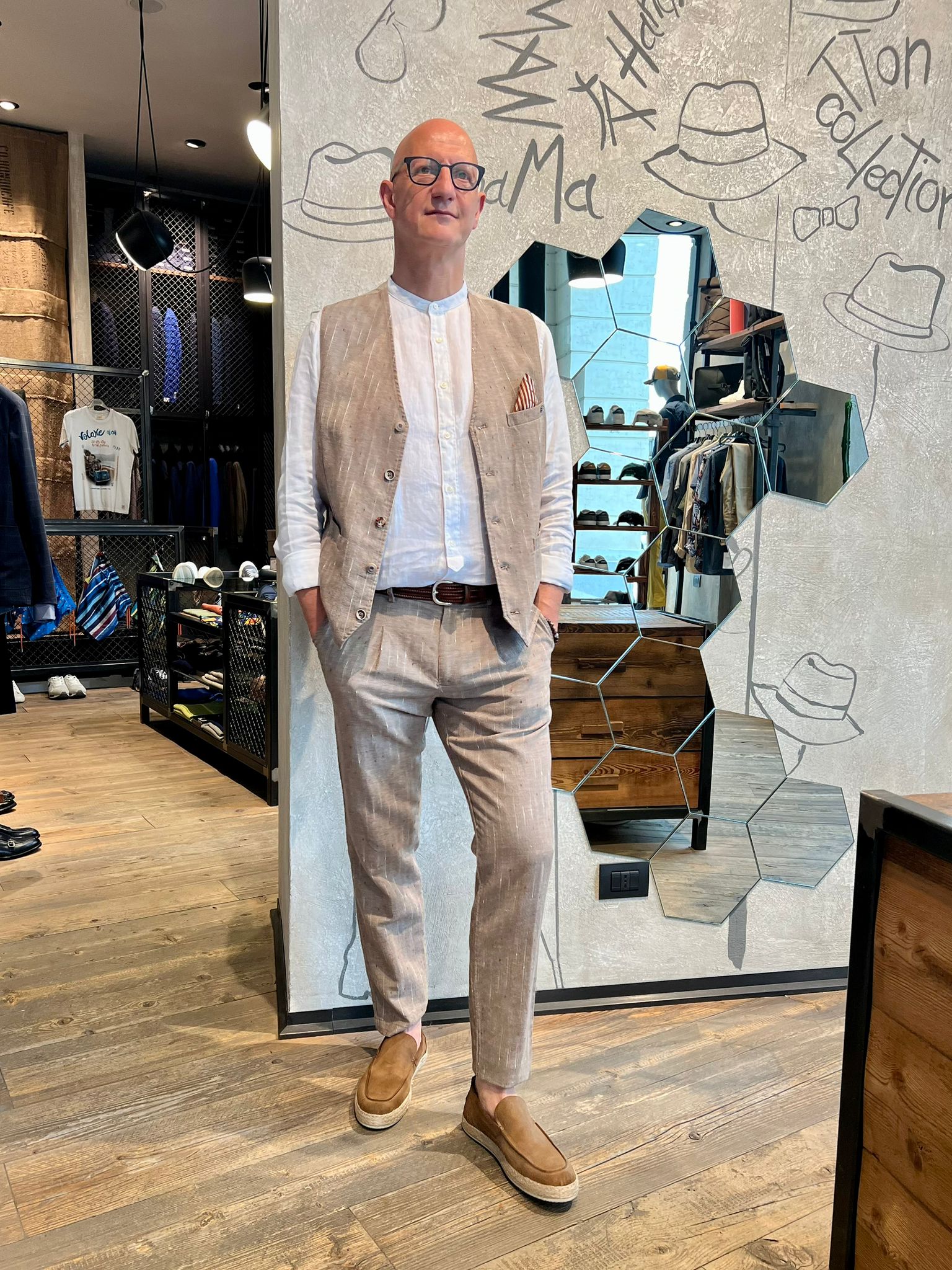 S4-Q66TNC Camicia Slim Coreana Lino Bianco