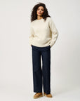 DS6-CREW Maglia Neck Alpaca Blend Ecrù Woman