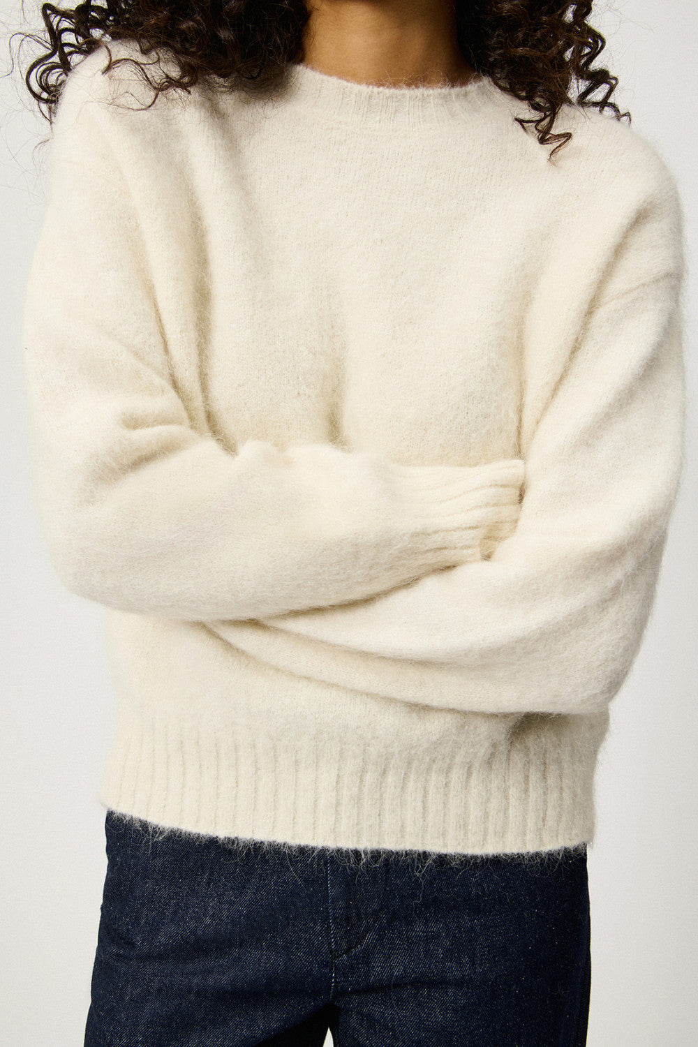 DS6-CREW Maglia Neck Alpaca Blend Ecrù Woman