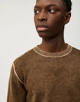 UW6-CREW Maglia Merino Wool Printed Brown Man