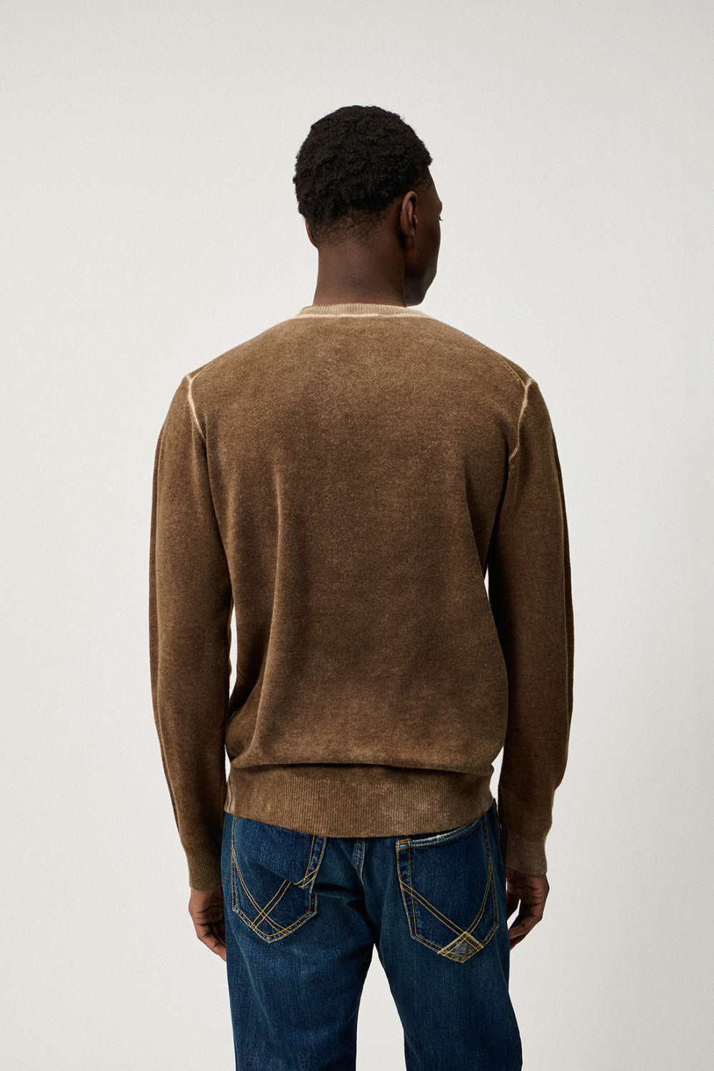 UW6-CREW Maglia Merino Wool Printed Brown Man