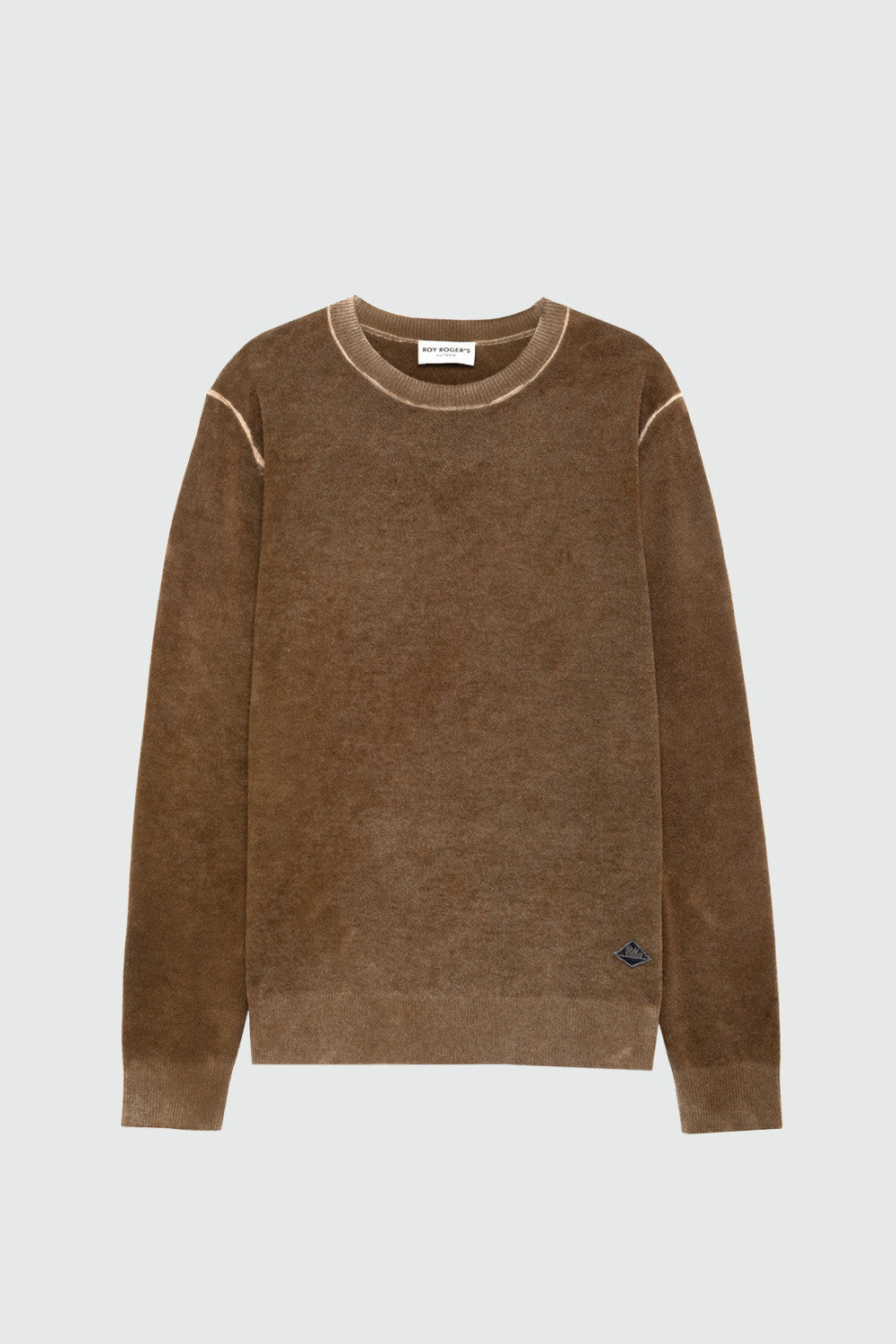 UW6-CREW Maglia Merino Wool Printed Brown Man
