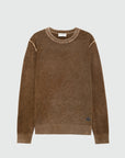UW6-CREW Maglia Merino Wool Printed Brown Man