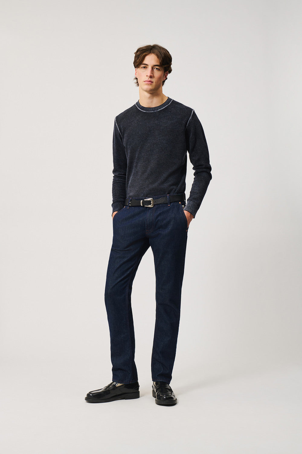 UW6-CREW Maglia Merino Wool Printed Charcoal Man