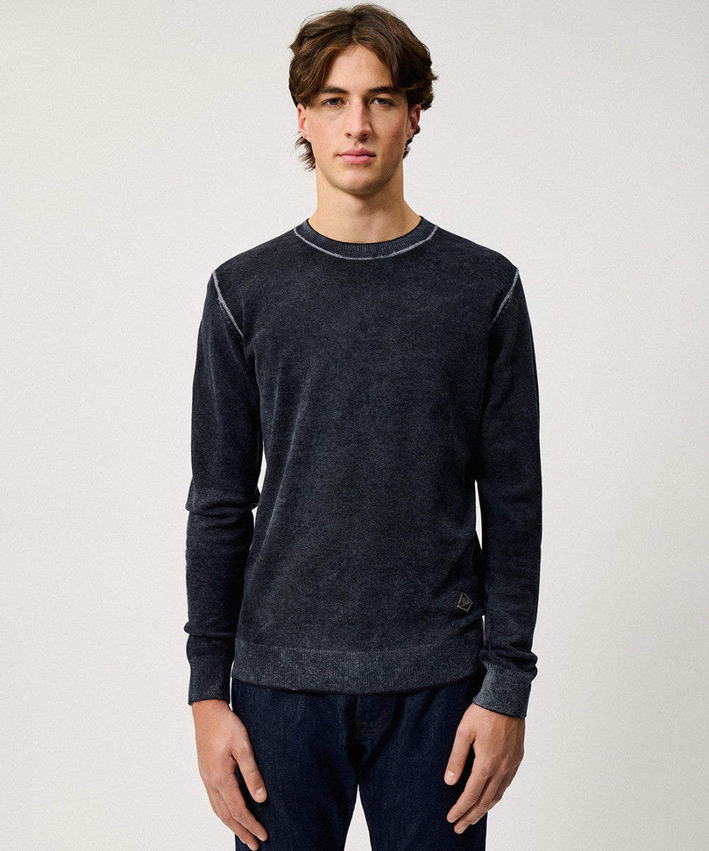 UW6-CREW Maglia Merino Wool Printed Charcoal Man