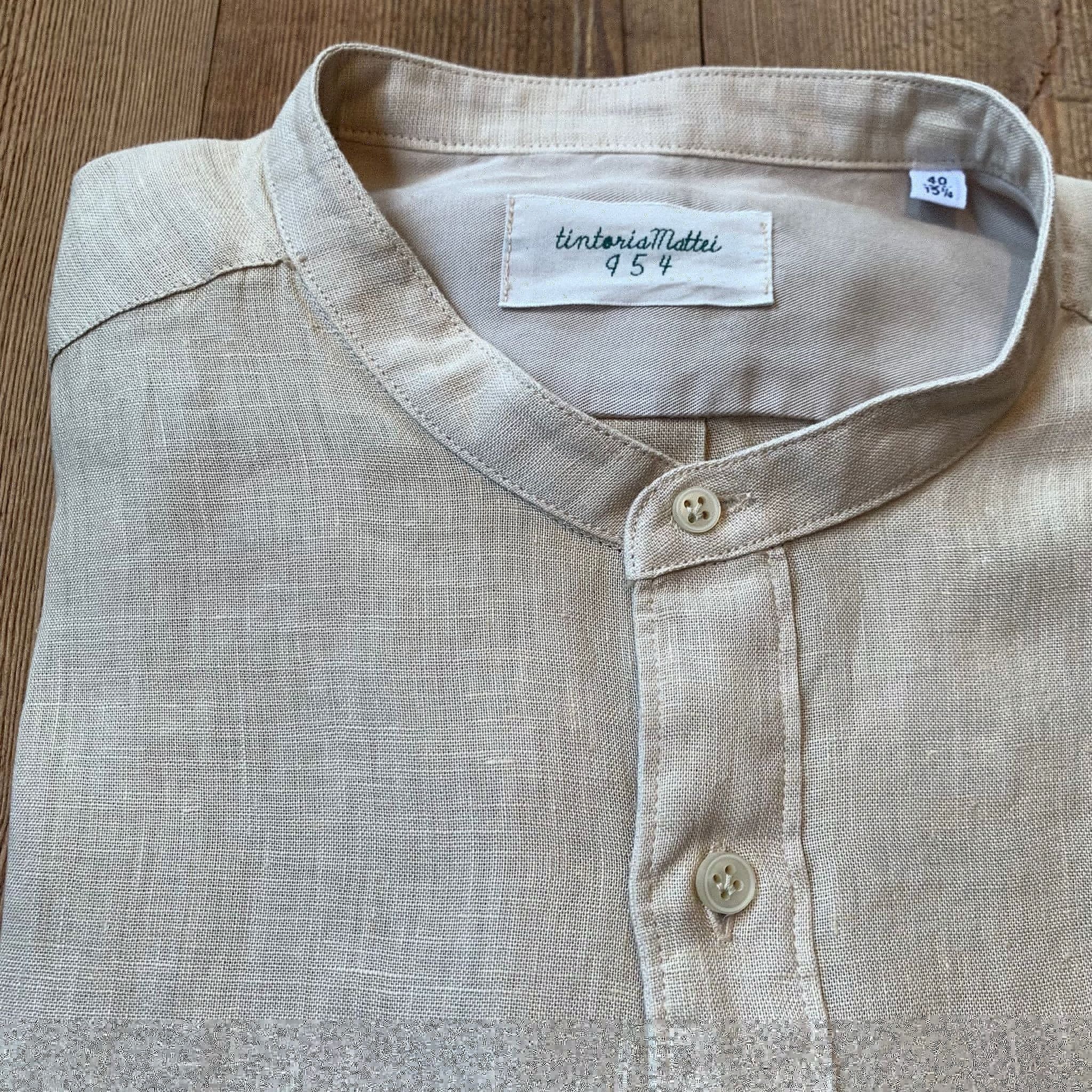 S4-Q66TNC Camicia Slim Coreana Lino Ecrù