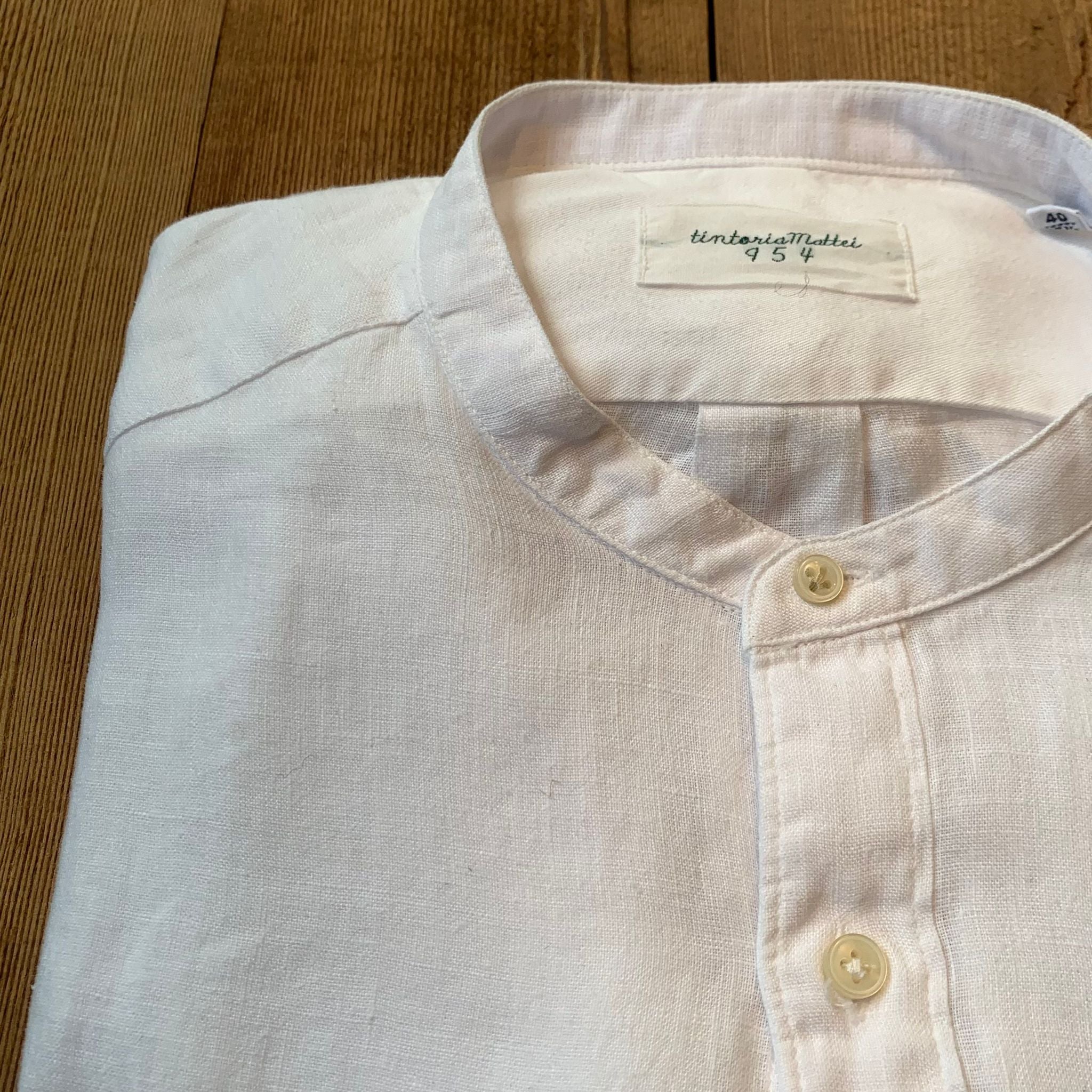 S4-Q66TNC Camicia Slim Coreana Lino Bianco