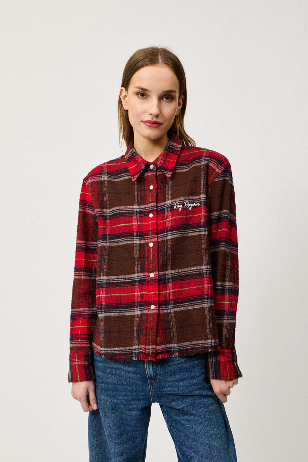 DS6-ELLY Camicia Check Brown-Red Woman