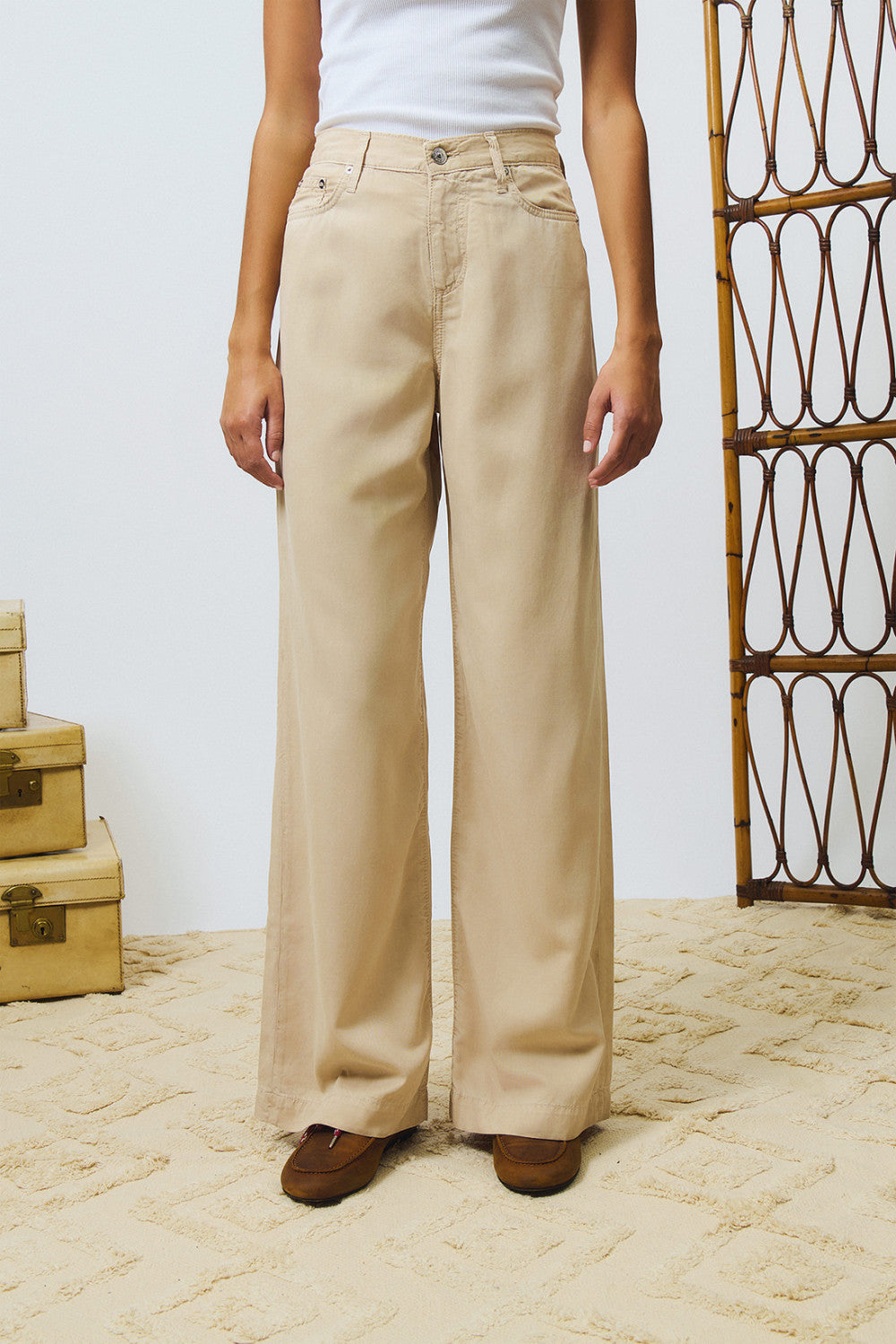 DS6-MARTA Pantalone in Tencel Beige Woman