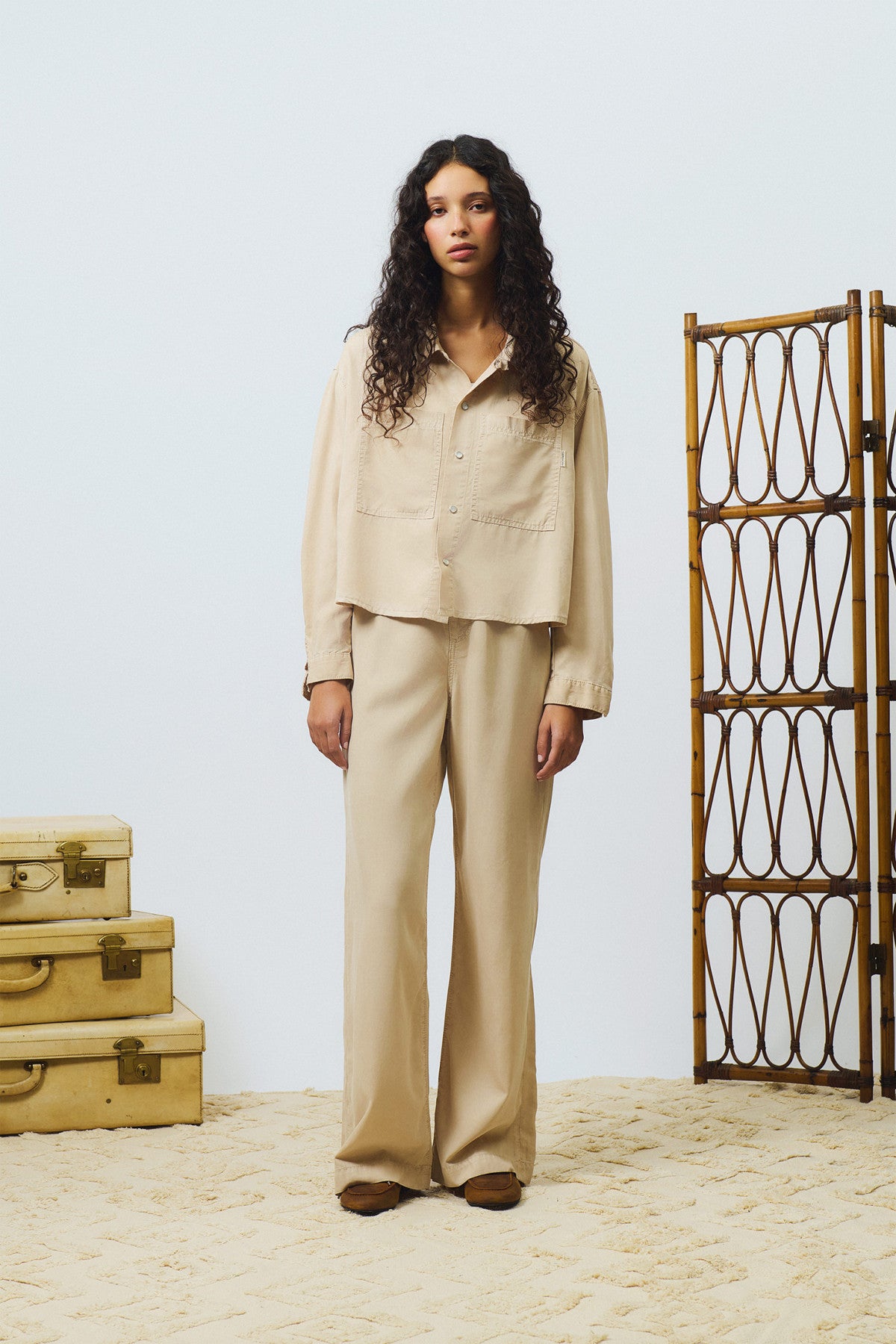 DS6-MARTA Pantalone in Tencel Beige Woman