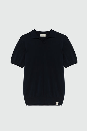 US5-Polo SS Cotton Crepe Blue Navy Man
