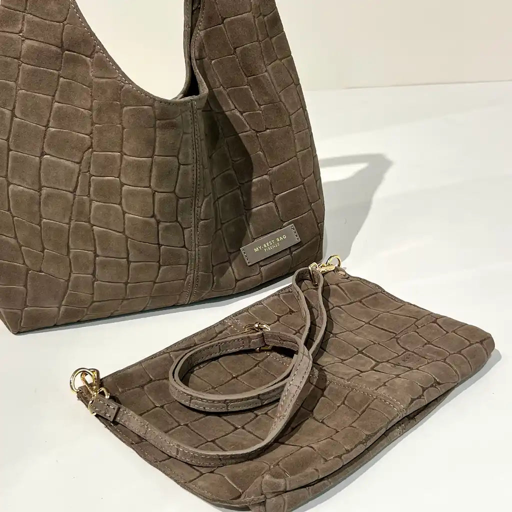W6-3031 ELLISSE CROCO Suede Taupe