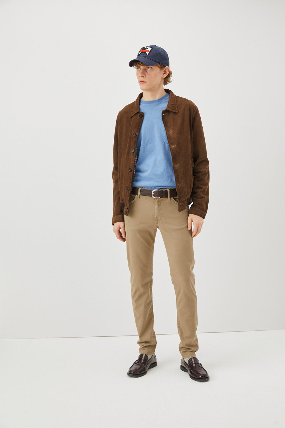 US3-517 Pantalone 5Tasche Plein Drill Crow Beige Man