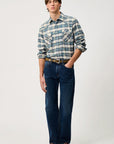 UW6-WESTERN Camicia Check Washed Ecru/Grey Man