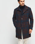 W3-VENU123 Cappotto Monopetto Check Blu Man