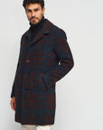 W3-VENU123 Cappotto Monopetto Check Blu Man