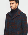 W3-VENU123 Cappotto Monopetto Check Blu Man