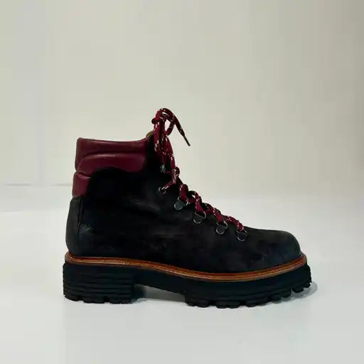 W5-9976 Pedula Suede Carbone/Bordeaux