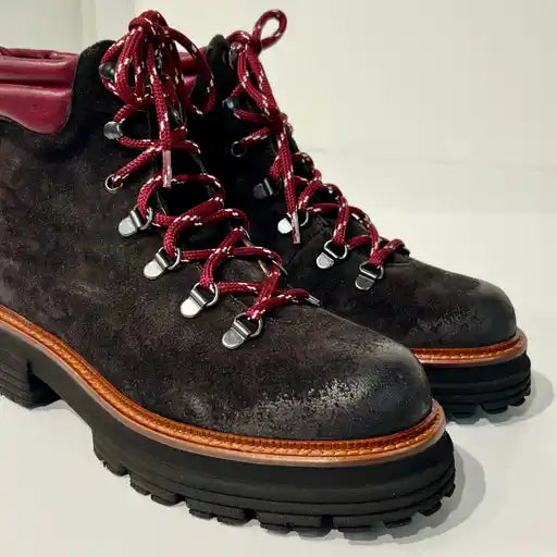 W5-9976 Pedula Suede Carbone/Bordeaux