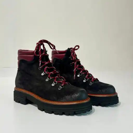 W5-9976 Pedula Suede Carbone/Bordeaux