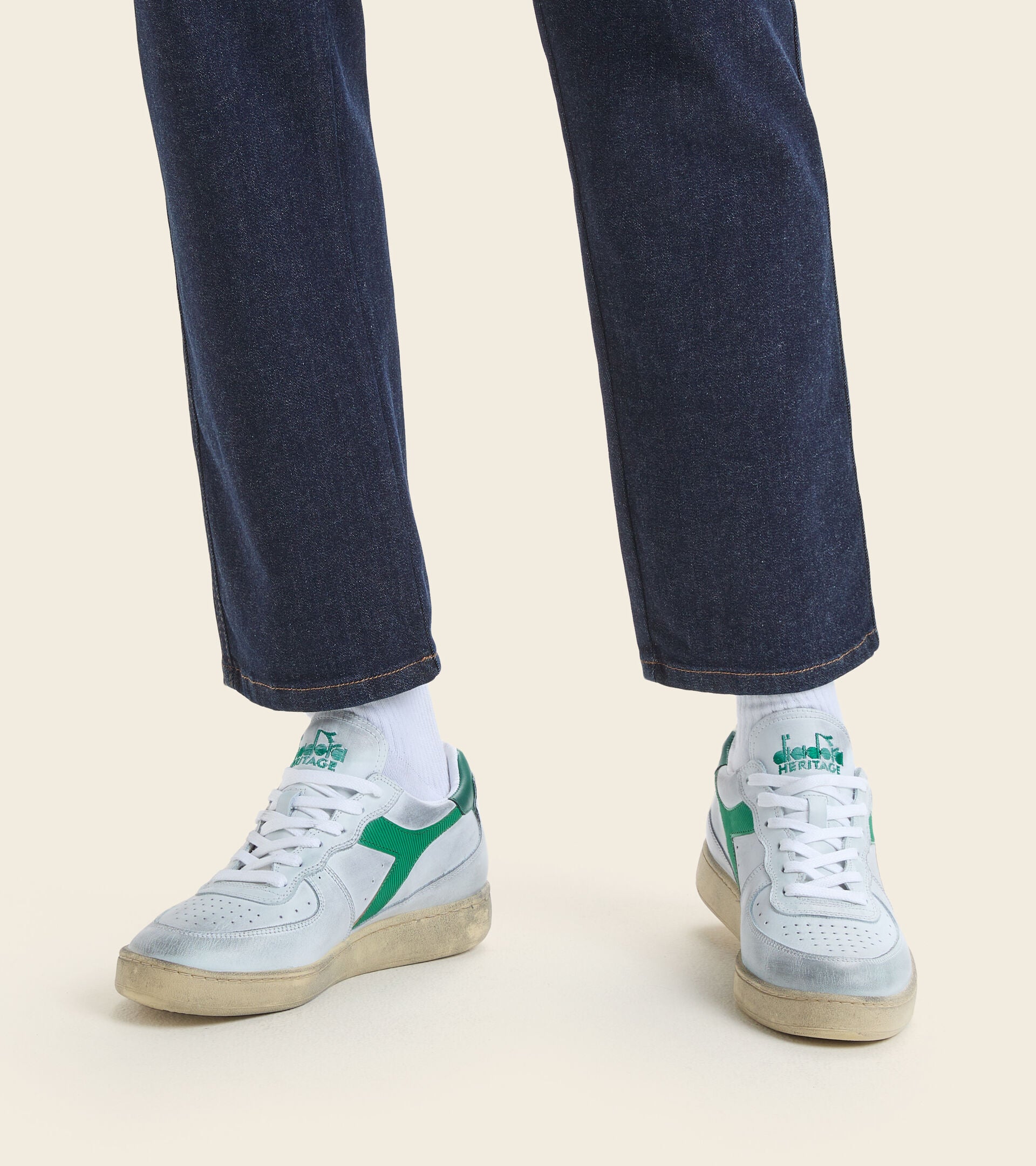 US3-MI Basket Low Used Bianco-Verde Man