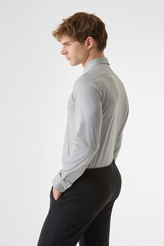 US2-094 Camicia Oxford Jaquard Azzurro Man