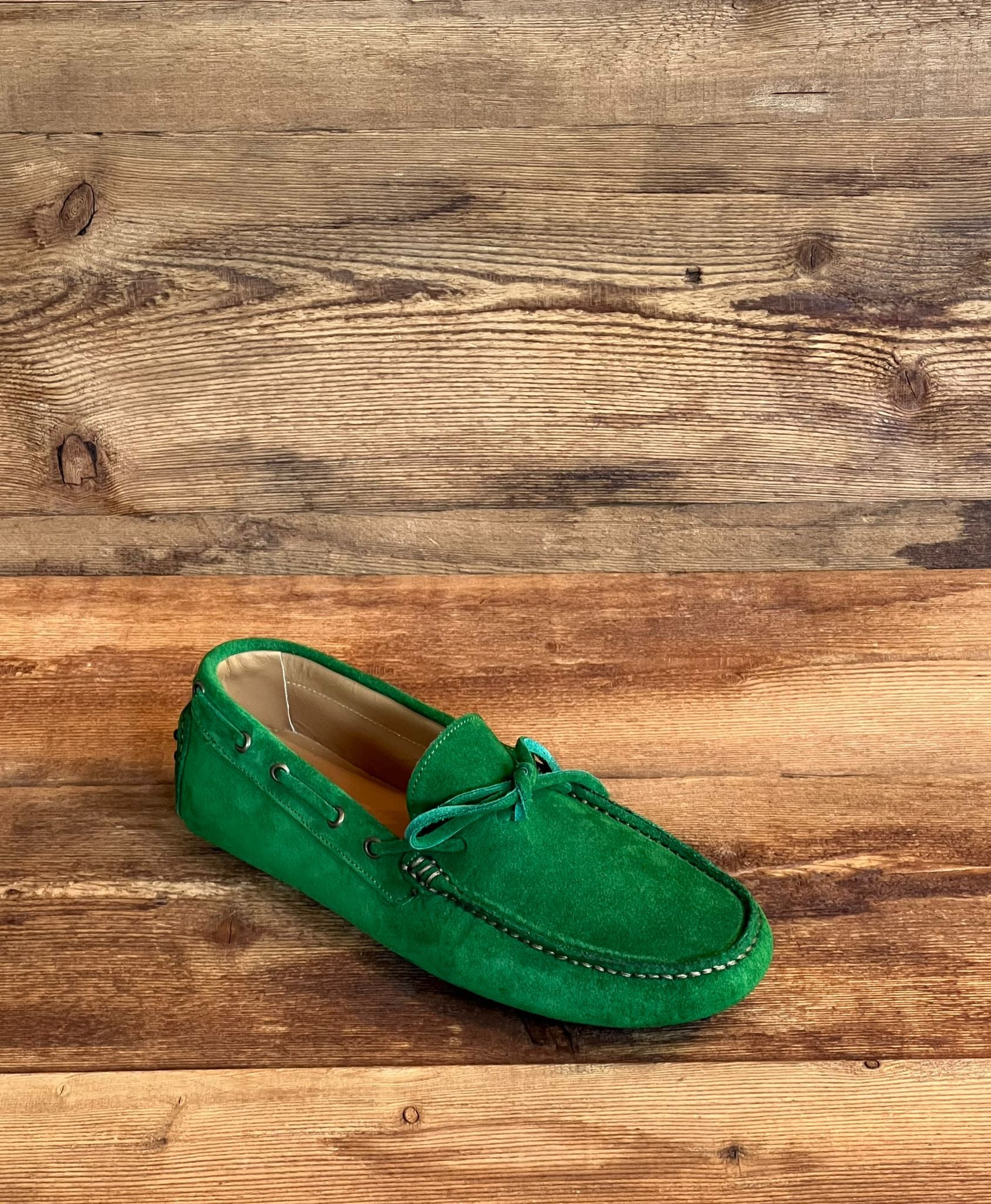 PVU2 Mocassino Car-Shoes Suede Verde Man