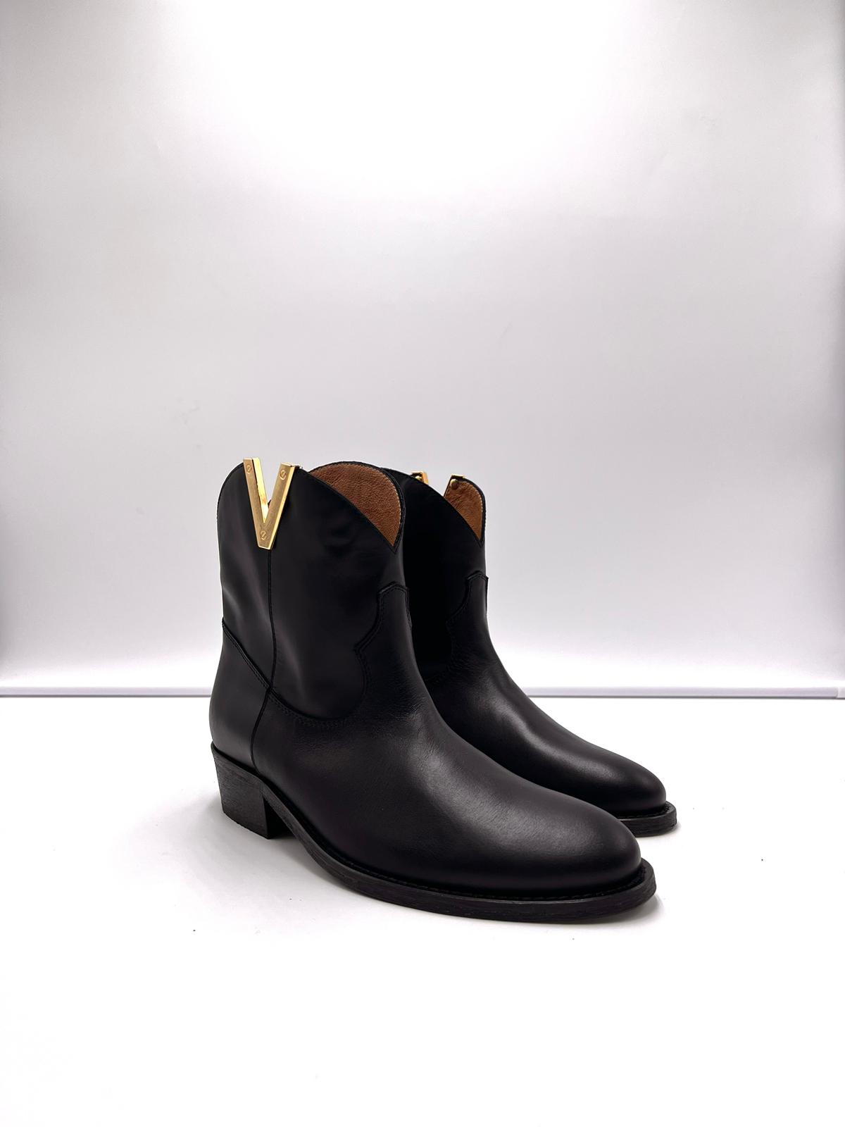 S3-3946 Texano Basso V Oro Pelle Malibù Nero