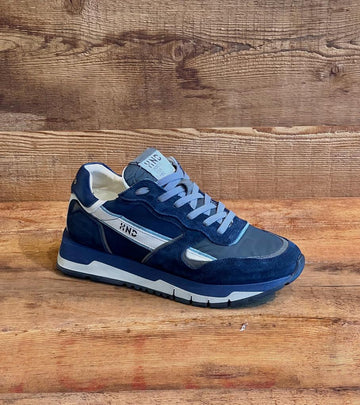 HND24 03 Leather Sneakers Blue 3042 Man