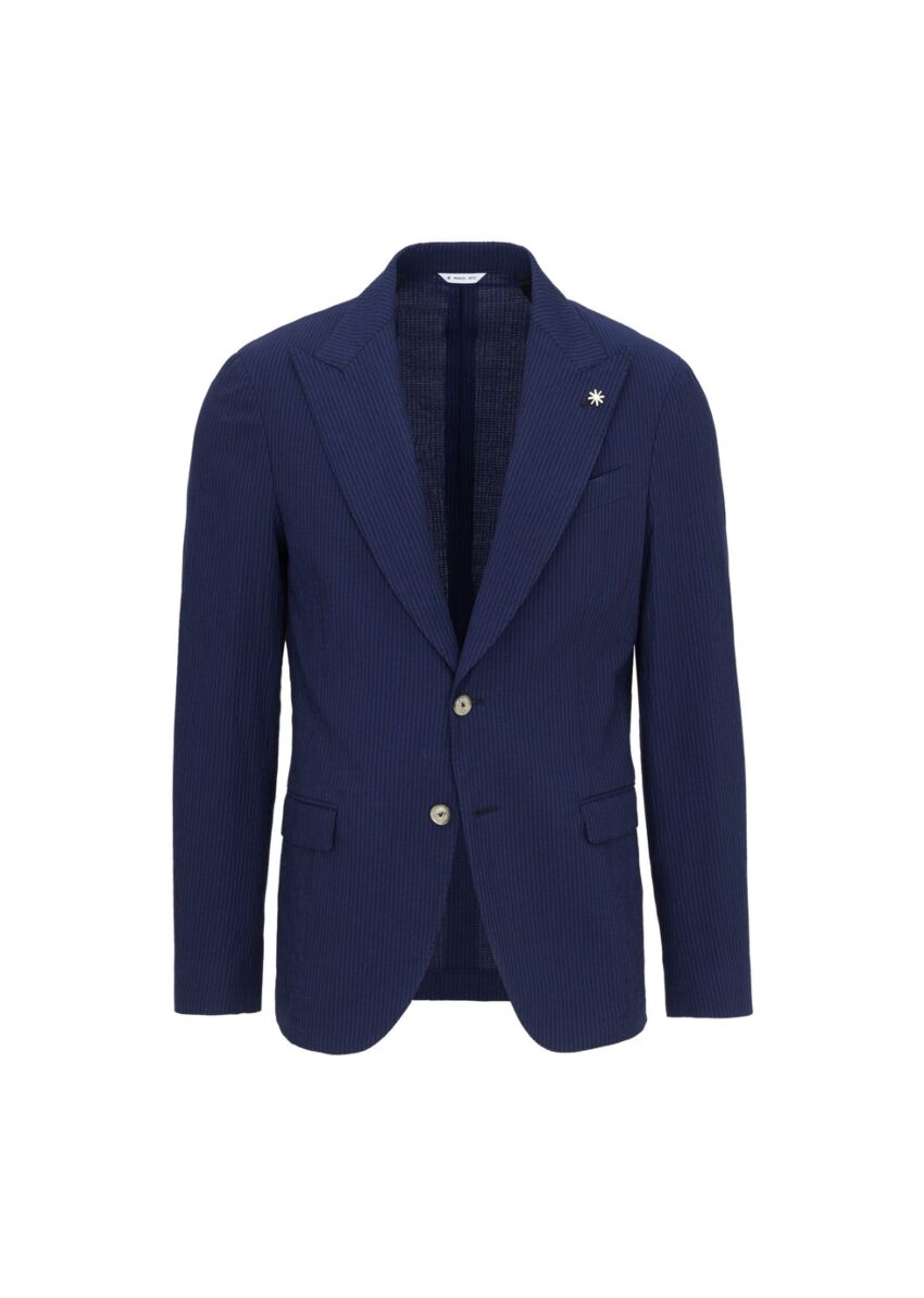 S3-3303 Giacca Seersucker Blu Man